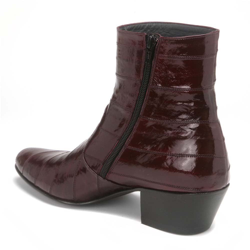 Los Altos Men’s Burgundy Genuine Eel Skin Leather Ankle Boots - shoeclassix.com