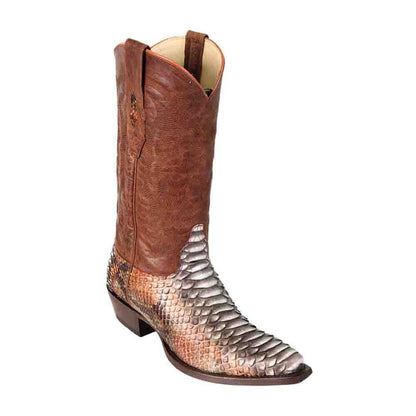 Los Altos Men's Cognac Genuine Python Snakeskin Snip Toe Boots - shoeclassix.com
