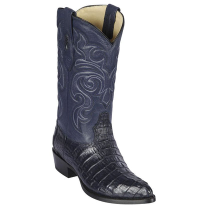Los Altos Men's Navy Blue Genuine Caiman Tail Boots - shoeclassix.com