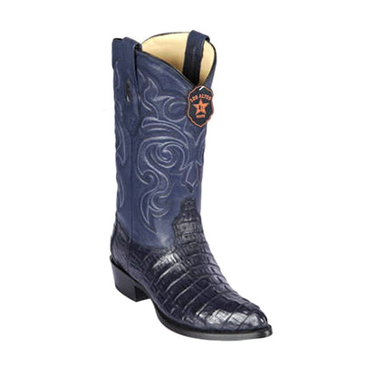 Los Altos Men's Navy Blue Genuine Caiman Tail Boots - shoeclassix.com