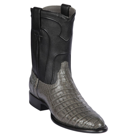 Los Altos Men's Original Caiman Belly Gray Roper Toe Boots - shoeclassix.com