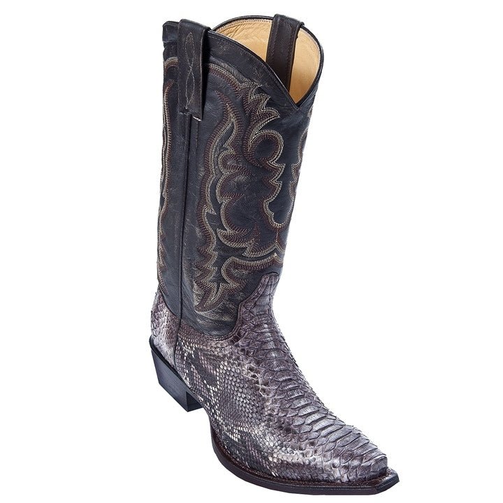 Los Altos Men's Rustic Brown Genuine Python Snakeskin Snip Toe Boots - shoeclassix.com