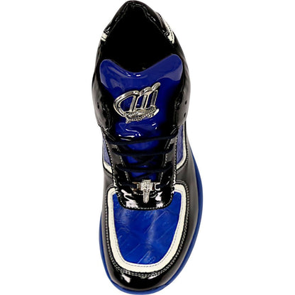 Mauri Quick Men's Black / Blue Baby Croc / Patent Leather High - Top Sneakers - shoeclassix.com