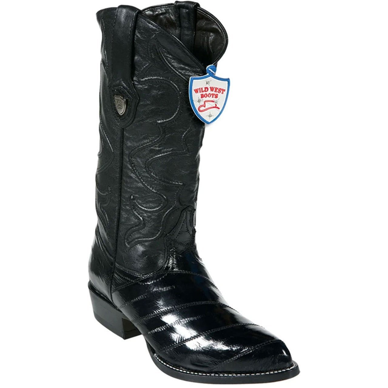 Wild West Black Genuine Eel Skin Boots - shoeclassix.com
