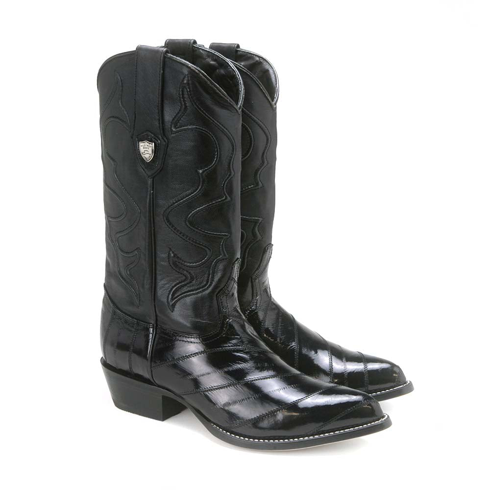 Wild West Black Genuine Eel Skin Boots - shoeclassix.com