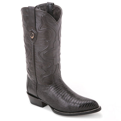 Wild West Black Genuine Teju Lizard Skin Boots - shoeclassix.com
