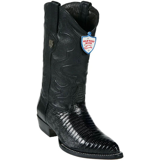Wild West Black Genuine Teju Lizard Skin Boots - shoeclassix.com
