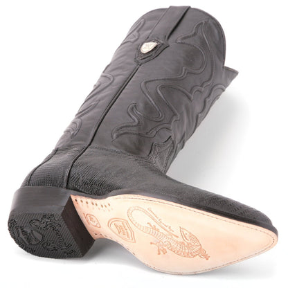 Wild West Black Genuine Teju Lizard Skin Boots - shoeclassix.com