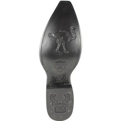 Wild West Black Ostrich Leg Snip Toe Boots - shoeclassix.com