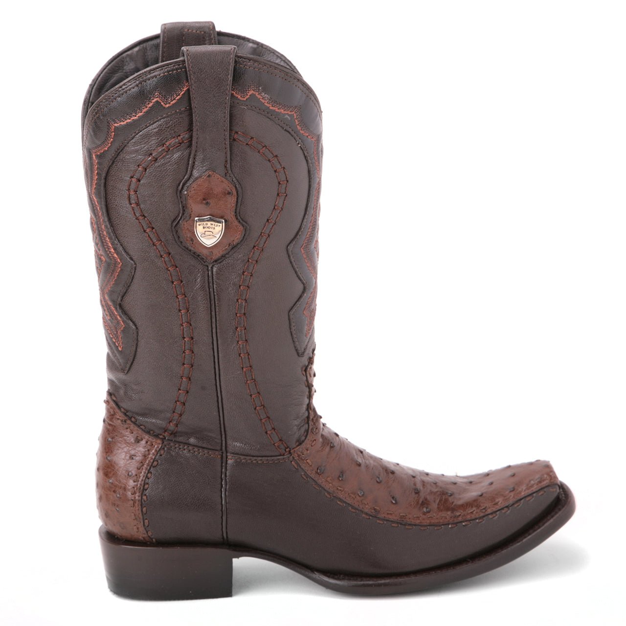 Wild West Brown Textured Genuine Ostrich & Leather Boots - shoeclassix.com