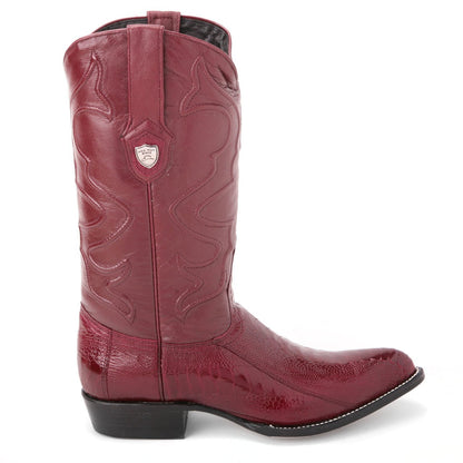 Wild West Burgundy Genuine Ostrich Skin Boots - shoeclassix.com