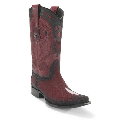 Wild West Burgundy Single Stone Stingray Snip Toe Boots - shoeclassix.com