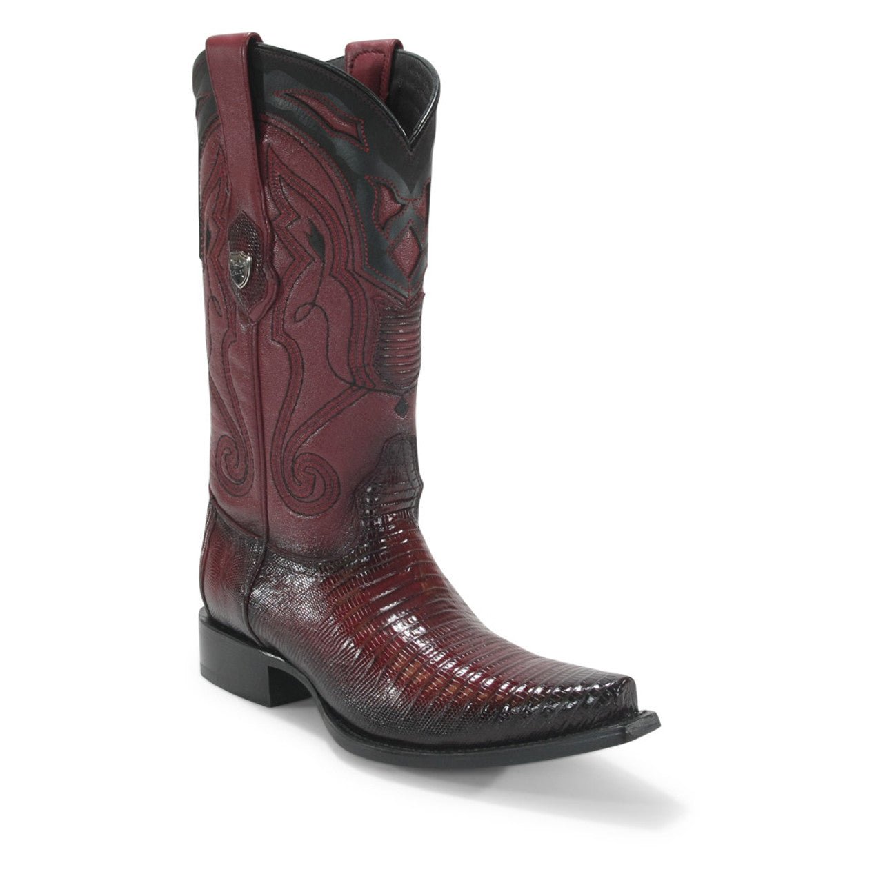 Wild West Burgundy Teju Lizard Snip Toe Boots - shoeclassix.com