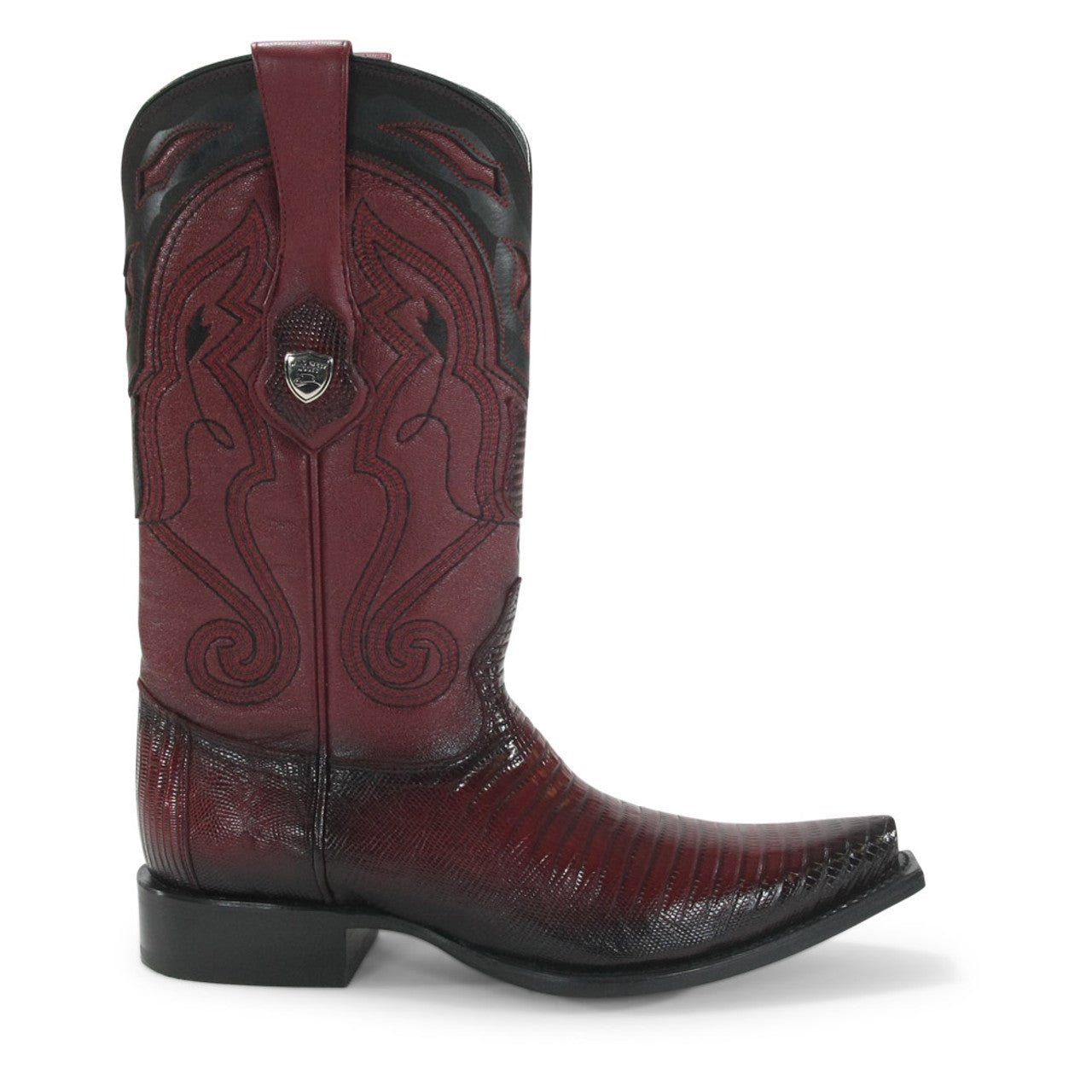 Wild West Burgundy Teju Lizard Snip Toe Boots - shoeclassix.com