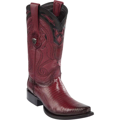 Wild West Burgundy Teju Lizard Snip Toe Boots - shoeclassix.com