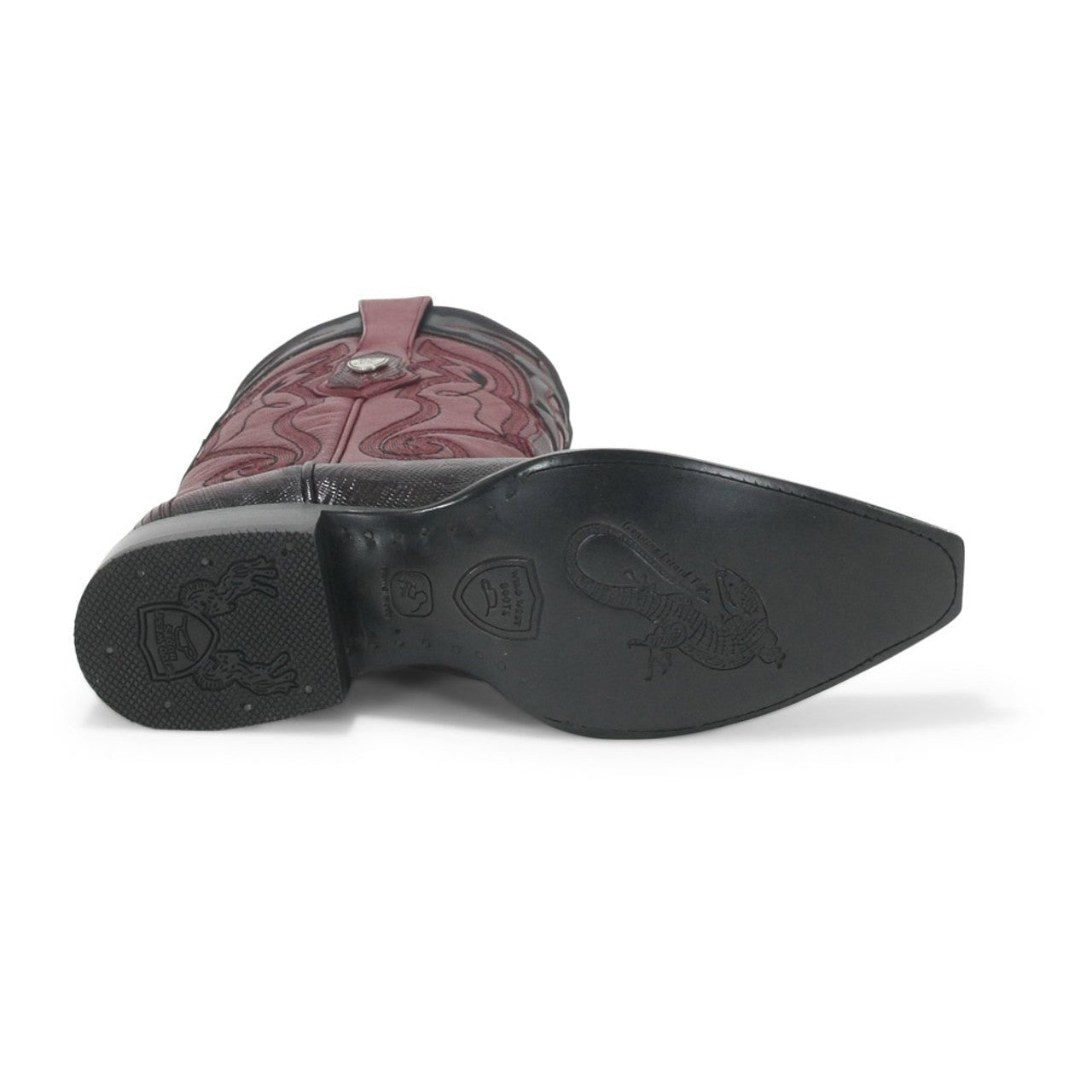 Wild West Burgundy Teju Lizard Snip Toe Boots - shoeclassix.com
