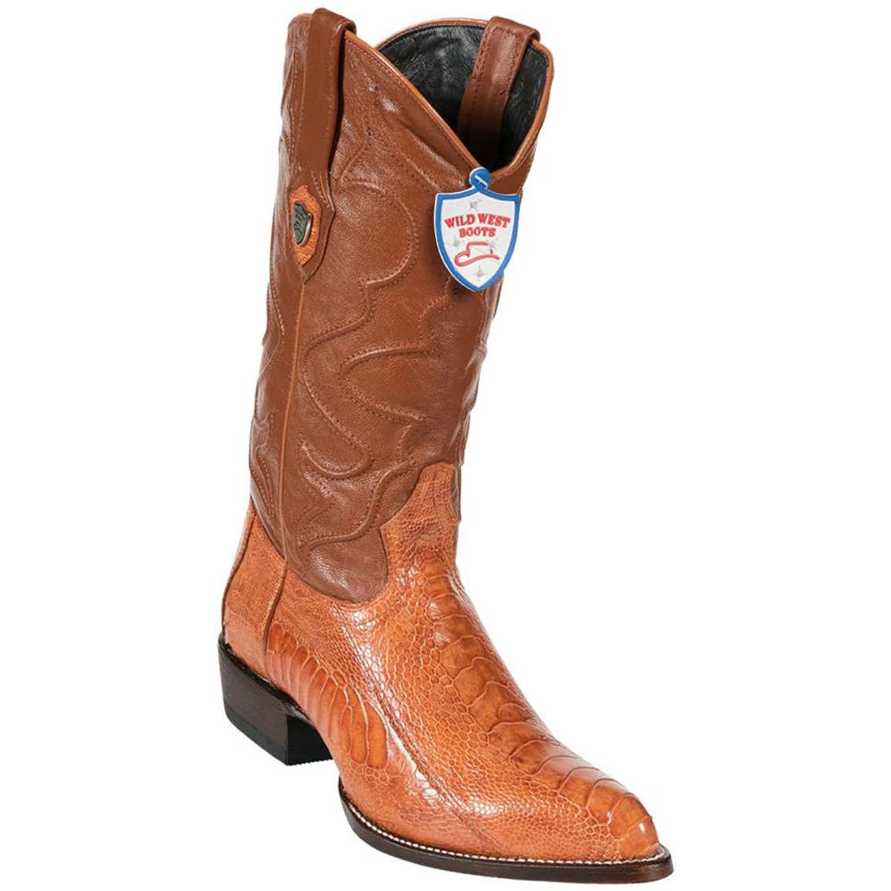 Wild West Cognac Genuine Ostrich Leg Boots - shoeclassix.com