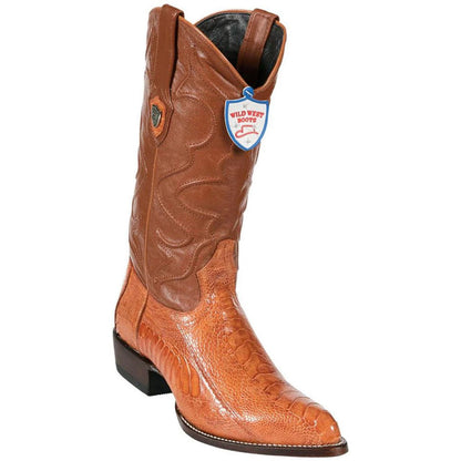 Wild West Cognac Genuine Ostrich Leg Boots - shoeclassix.com