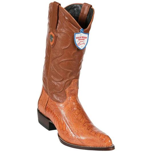 Wild West Cognac Genuine Ostrich Leg Boots - shoeclassix.com
