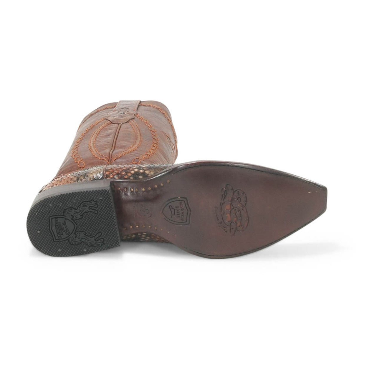 Wild West Rustic Cognac Python Snip Toe Boots - shoeclassix.com