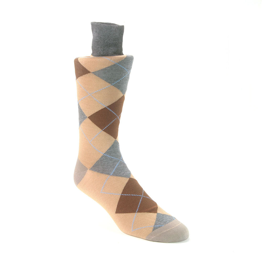 Tallia Grey & Beige Multi-toned printed Socks for Men
